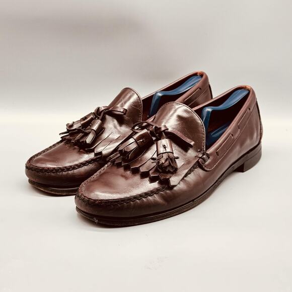 Sebago Shoes Mens 11 Brown Leather Tassel Loafers Handsewn Slip On Moc Toe - Picture 3 of 11